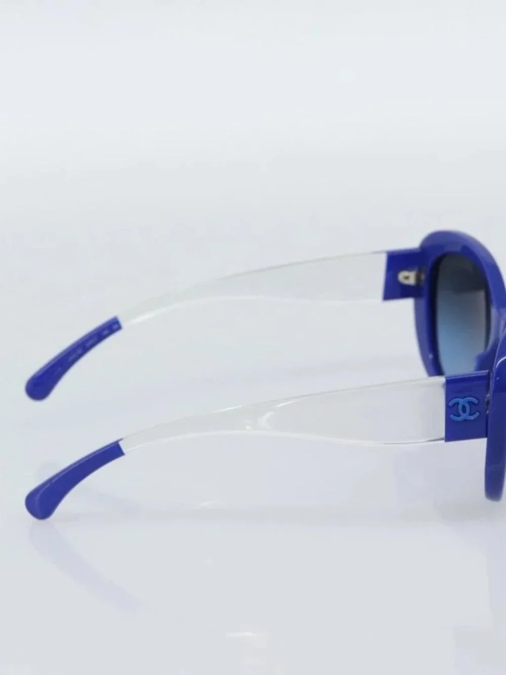 CHANEL Sunglasses Plastic Blue CC Auth BA13654
